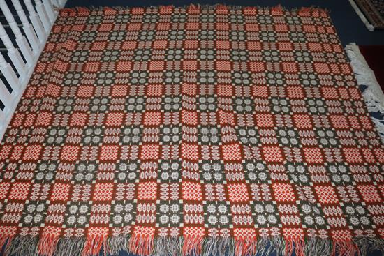 An orange Welsh blanket 190 x 220cm